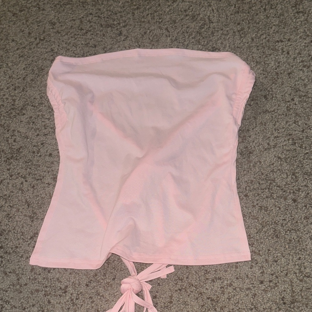 Pink Strapless Top with 2 Ties in the back